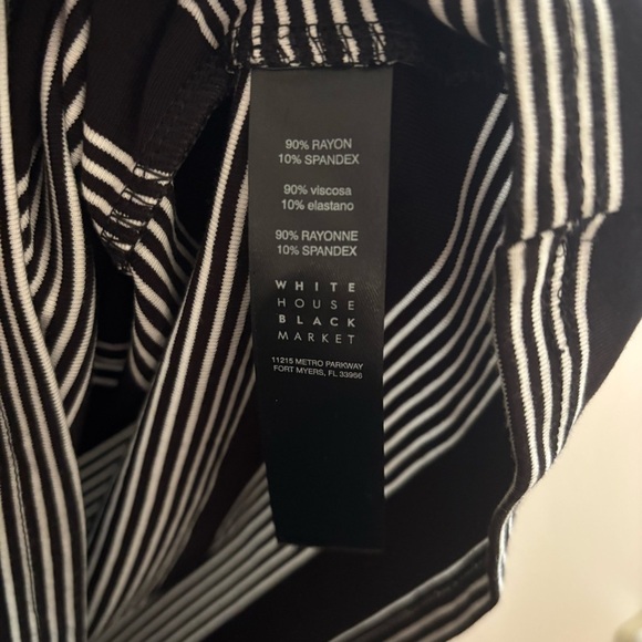 WHBM Black & White Stripe Off-The-Shoulder Ruched Sleeve Top L - Picture 3 of 3